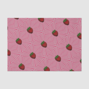 Mousseline Papier Tissu Fraise Trippy