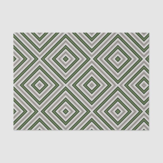 Mousseline Papier Tissu Géométrique Vert Tans (Recto)