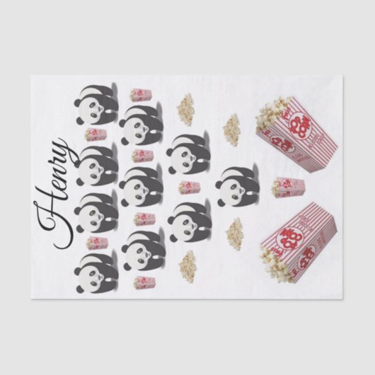Mousseline Papier Tissu Grandes Panda Bear Popcorn (Recto)