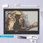 Mousseline papier tissu halloween chouette et chat (Artisanat)