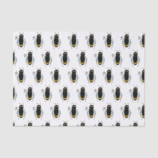 Mousseline Papier Tissu Happy Bee (Recto)