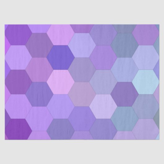 Mousseline papier tissu hexagone violet (Recto)