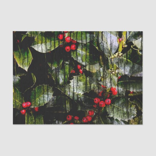 Mousseline Papier Tissu Horizontal Holly Berry (Recto)