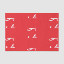 PAPIER TISSU INITIAL PERSONNALISÉ EN ROUGE ET BLAN