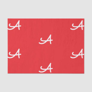 MOUSSELINE PAPIER TISSU INITIAL PERSONNALISÉ EN ROUGE ET BLAN