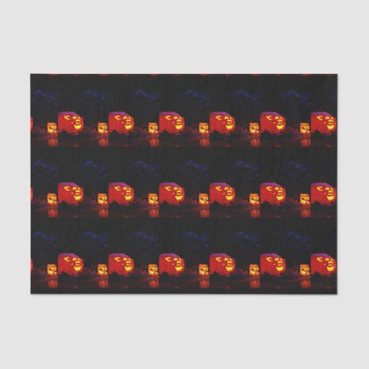 Mousseline Papier Tissu Jack-O-Lantern Et Bougie (Recto)