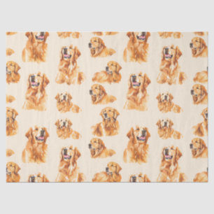 Mousseline Papier Tissu Joie Golden Retriever