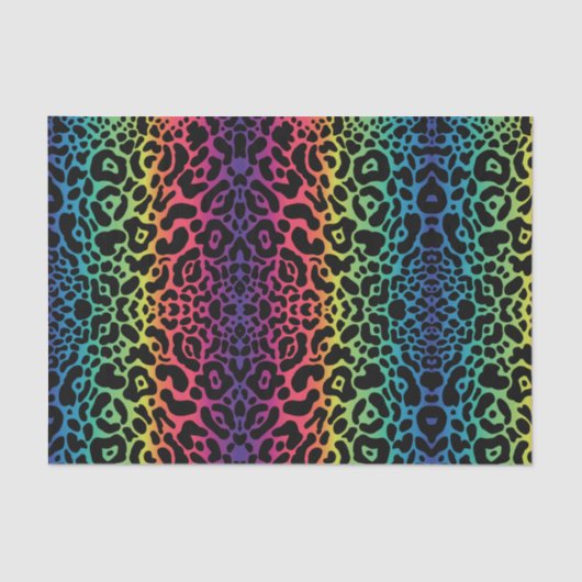 Mousseline Papier Tissu Leopard arc-en-ciel (Recto)
