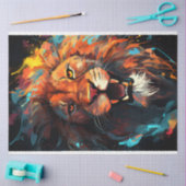 Mousseline Papier Tissu Lion Portrait (Artisanat)