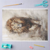 Mousseline Papier Tissu Lion Walking (Artisanat)