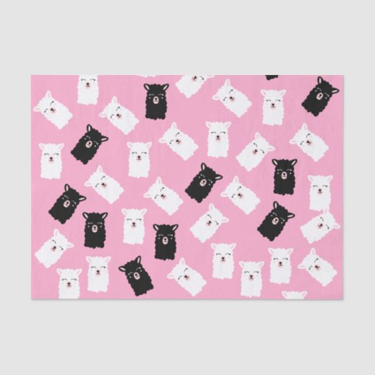 Mousseline Papier Tissu Llama Rose Cute (Recto)