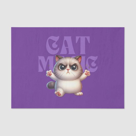 Mousseline Papier Tissu Magic Cat (Recto)