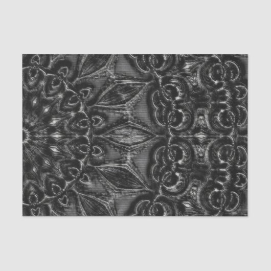 Mousseline Papier Tissu Mandala Charbon (Recto)