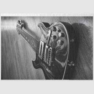 Mousseline Papier Tissu Monochrome Guitare Électrique