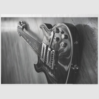 Mousseline Papier Tissu Monochrome Guitare Électrique