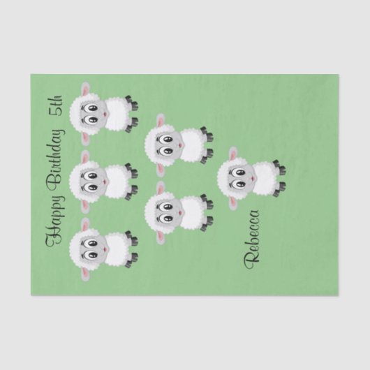 Mousseline Papier Tissu Mouton Joyeux Anniversaire 5e (Recto)