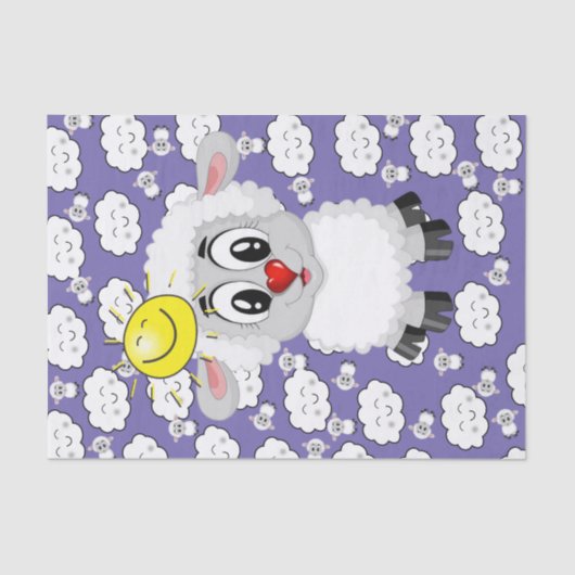 Mousseline Papier Tissu Mouton Soleil Nuages (Recto)