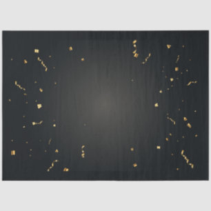 Mousseline Papier Tissu Noir Confettis Or Élégant