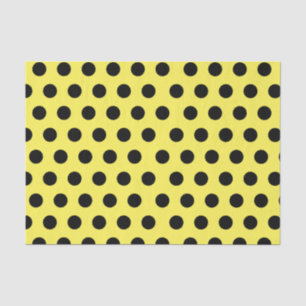 Mousseline Papier Tissu Noir & Jaune Moyen Polka Dot Chic