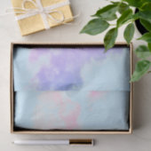 MOUSSELINE PAPIER TISSU NUAGES ROSE SUR CIEL BLEU (Cadeau)