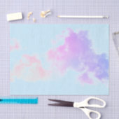 MOUSSELINE PAPIER TISSU NUAGES ROSE SUR CIEL BLEU (Artisanat)