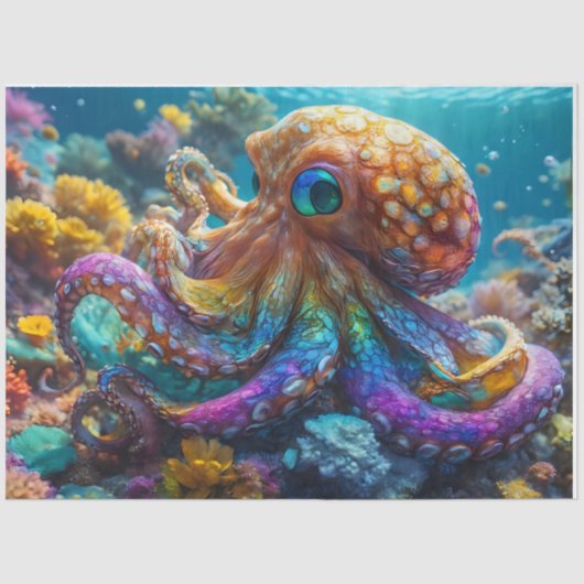 Mousseline Papier Tissu Octopus (Recto)