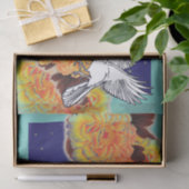 MOUSSELINE PAPIER TISSU OISEAU ET FLEURS (Cadeau)