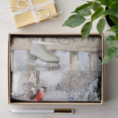 Mousseline Papier Tissu Oiseaux d'hiver (Cadeau)