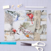 Mousseline Papier Tissu Oiseaux d'hiver (Artisanat)