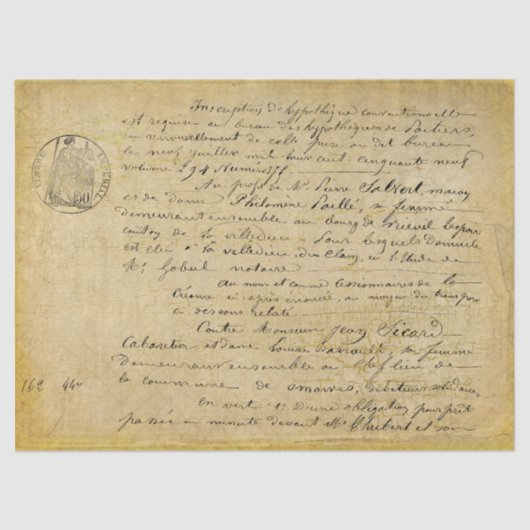 Mousseline Papier Tissu Or Découpage Vieux Script Français (Recto)