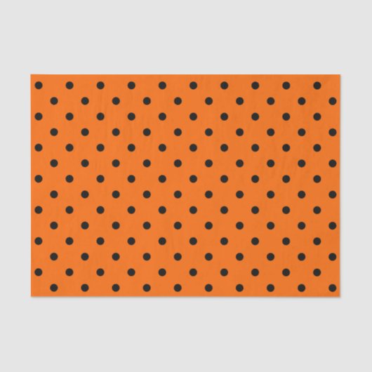 Mousseline Papier Tissu Orange/Noir Pois (Recto)