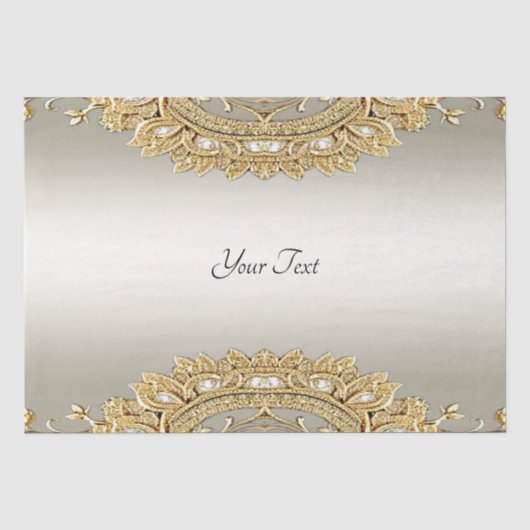 Mousseline Papier Tissu Orné Or (Recto)