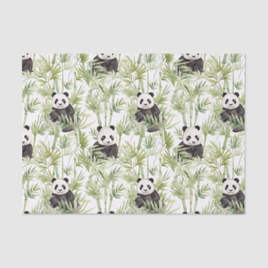 Mousseline Papier Tissu Panda Bambou (Recto)