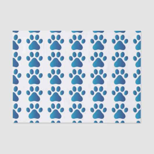 Mousseline Papier Tissu Paw Chien Bleu (Recto)