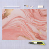 Mousseline Papier Tissu Peach Pink Or Marbré (Artisanat)