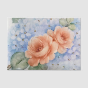 Mousseline Papier Tissu Peach Rose Watercolor