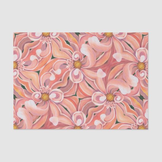 Mousseline Papier Tissu - Pêche Dahlia (Recto)