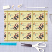 Mousseline Papier Tissu Petit Sorcière Et Chat Noir (Artisanat)