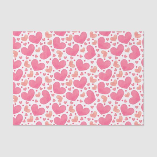 Mousseline Papier Tissu Pink Hearts (Recto)