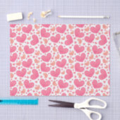 Mousseline Papier Tissu Pink Hearts (Artisanat)