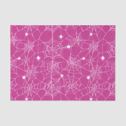 Mousseline Papier Tissu Pink Spider Web Halloween (Recto)