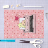 Mousseline Papier Tissu Pink Tywriter Kittens Chats (Artisanat)