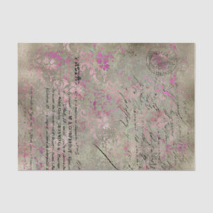 Mousseline Papier Tissu Purple/Argent Inspiré Français vintag