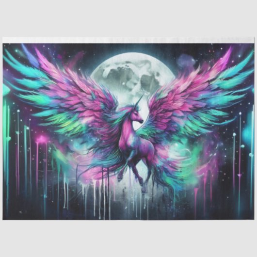 Mousseline Papier Tissu Rainbow Pegasus (Recto)