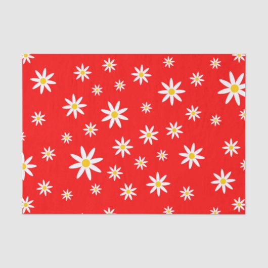Mousseline Papier Tissu Red Daisy (Recto)
