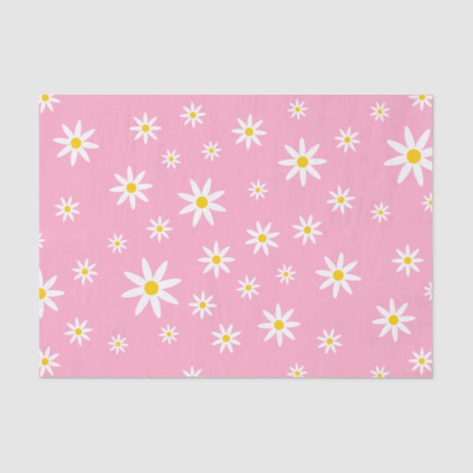 Mousseline Papier Tissu Rose Daisy (Recto)