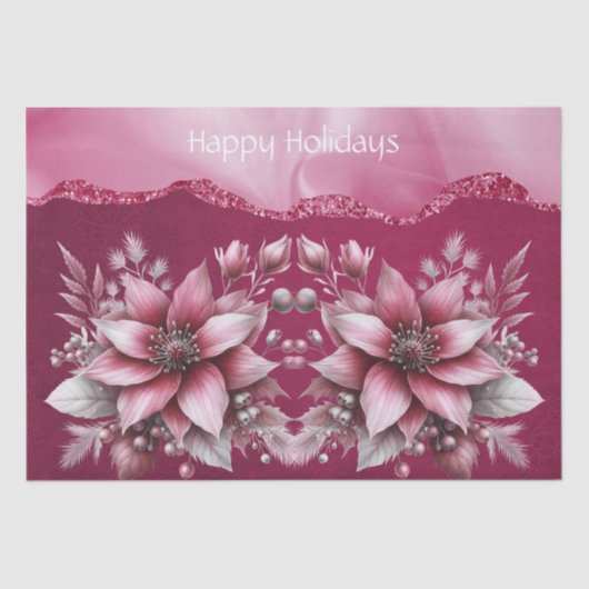 Mousseline Papier Tissu Rose Floral (Recto)