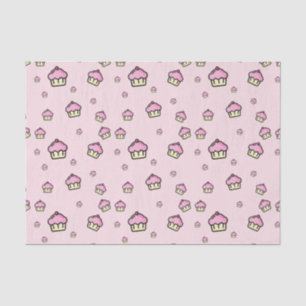 Mousseline Papier Tissu rose Motif Cupcake