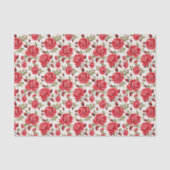 Mousseline Papier Tissu Roses Rouges (Recto)