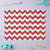 Mousseline Papier Tissu Rouge Blanc Zigzag (Artisanat)